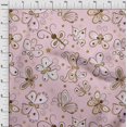 thumbnail image 4 of oneOone Polyester Spandex Light Pink Fabric Butterflies Sewing Material Print Fabric By The Yard 56 Inch Wide-NC, 4 of 5