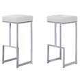 thumbnail image 1 of Tabouret de Bar Moderne Dorrington Sans Dossier en Similicuir Blanc/argent (Ensemble de 2), 1 of 2