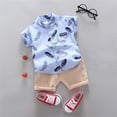 thumbnail image 2 of MIASHUI Toddler Boy Cotton Summer Short Sleeve T-Shirt and Short Set,Blue,2-3 Years, 2 of 5