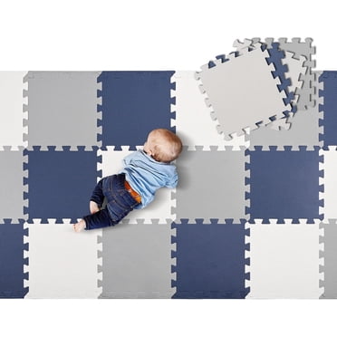 Baby Play Mat Assembled Size 71.46" x 31.42", 18 pcs Puzzle EVA Foam Playmat Exercise Crawling Floor Mats 1.62 Sqm Coverage Interlocking Floor Tiles, 0.39" Thick