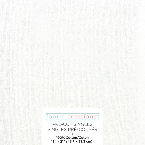 FABRIC CREATIONS 100% Cotton Pre-Cut Fabric 45.7 × 53.3 cm (21 in) White, 18x21
