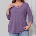 thumbnail image 4 of HAiming Womens Plus Size 3/4 Sleeve Tops Casual V Neck T-Shirts Loose Solid Color Basic Tees Trendy Tunic Blouse, 4 of 8