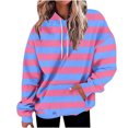 thumbnail image 1 of FAIWAD Womens Striped Drawstring Hoodies Casual Long Sleeve Color Block Pullover Tops Drop Shoulder Loose Sweatshirts, 1 of 5