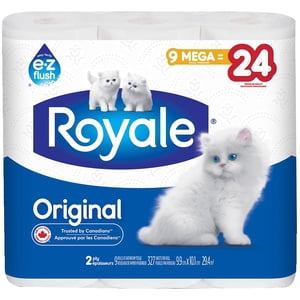 2 Ply Mega papier de toilette - 327 Feuilles, 9 Rouleaux