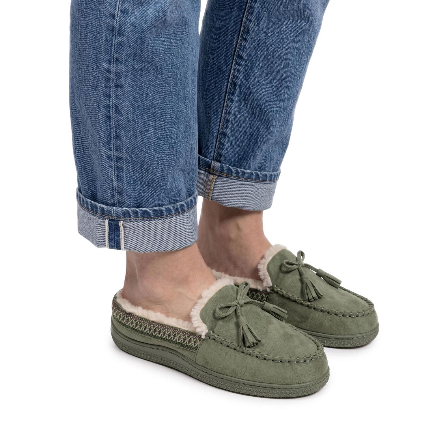 MUK LUKS Ladies Boat Mule Slippers Olive, Sizes 5-10