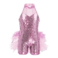 thumbnail image 1 of Linjinx Robe Tutu de Danse Ballet à Sequins Brillants pour Filles, Costume de Performance Jazz Latin Moderne Rose 5, 1 of 7