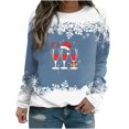 thumbnail image 1 of Chandails en Molleton à Col Rond pour Femmes, T-shirt d'Hiver Imprimé Ample, Manches Longues, Blouse à Col Rond, Hauts Décontractés, Chandail à Capuchon Surdimensionné pour Femmes en Liquidation, 1 of 3