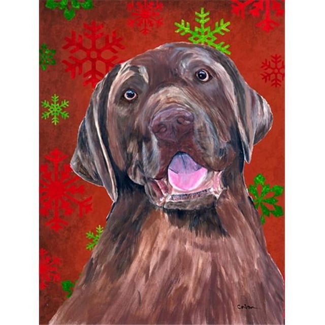 Carolines Treasures SC9424CHF 28 x 40 Po Labrador Rouge Vert Flocon de Neige Vacances Noël Maison Taille Drapeau de Toile