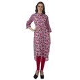 thumbnail image 3 of Moomaya Kurti Tunique Imprimée à Col Mandarin Longueur Genou pour Femmes Vêtements Porter, 3 of 6