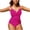 Hot Pink, variant on Miqool Women's One Piece Swimsuit Criss Cross V Neck Ruched High Cut Cheeky Tummy Control Bathing Suits Vintage Retro Slimming Swimwear