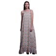 thumbnail image 1 of Bimba Robe de Nuit Longue pour Femmes, Violet Pâle à Feuilles Florales et Fleurs de Pêche, Imprimée, à Bretelles Spaghetti, Tenue de Nuit pour Dames, Moyen, 1 of 5