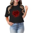 thumbnail image 4 of TIMIFIS T-Shirts à Manches Courtes pour Femmes Saint-Valentin Mignon Cœur Imprimé Tee-Shirt Été Décontracté Col Rond Ample, 4 of 4