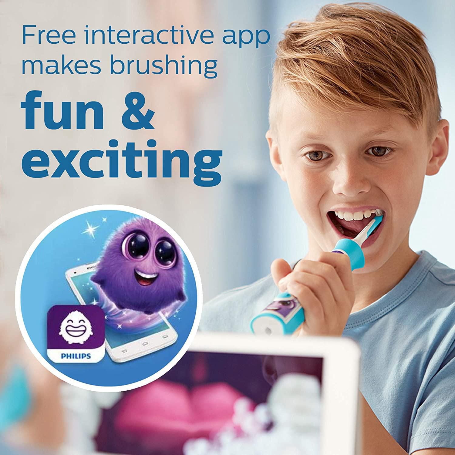Philips Sonicare pour Enfants, Bluetooth Connectée, Brosse à Dents Électrique, Bleue, HX6321/02