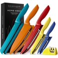 thumbnail image 1 of Home Hero Ultra-Sharp Stainless Steel Kitchen Knife Set - Chef Knife with Knife Sharpener - Steak Knives - Couteau Cuisine (11 pcs Set - Multi-Colour with Sheath), 1 of 7