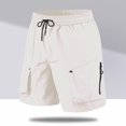 thumbnail image 5 of Sentmoon Cargo Shorts for Men Elastic High Waist Athletic Shorts with Zipper Pockets Men Loose Drawstring Solid Color 2025 Summer Golf Shorts Trendy for Sports Practice White XL, 5 of 5
