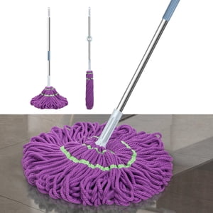 Dvkptbk mop de plancher Mop auto-agrippant pour le nettoyage du sol réutilisable Easy Squeezed Twisting Mop avec 50 Poignée longue inches et plateau de scouring pour bois franc