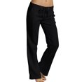 thumbnail image 1 of MAWCLOS Women Lounge Pants, Solid Color, Mid Waist, Straight Leg, Black, XS, 1 of 2