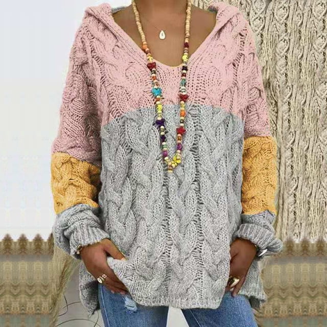 PVCS Women's Casual Hollow Out Solid Color Line V-Neck Long Sleeve Sweater Tops Blouse