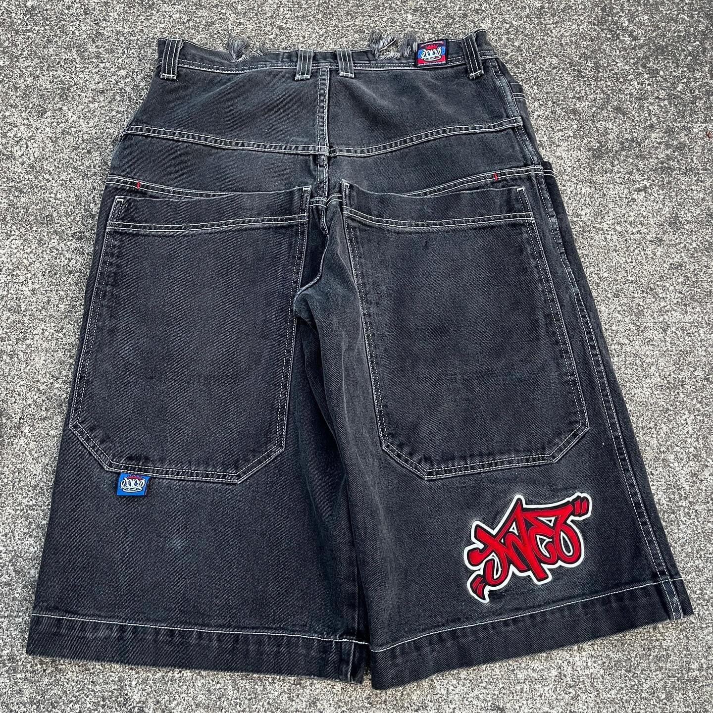 JNCO Chinese Loong Hip Hop Denim Shorts 2000s Style Summer Baggy