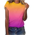 thumbnail image 1 of Yuyuzo T-Shirts à Manches Courtes pour Femmes, Chandails à Col Rond, Hauts d'Été à Dégradé de Couleurs, Grande Taille, 1 of 3