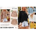 thumbnail image 3 of Womens Bell Sleeve Blouse Crewneck Lace Tops Floral Textured Babydoll Shirts, 3 of 7