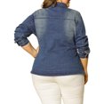 thumbnail image 3 of GRACE & GRANDEUR Women's Plus Size Stand Collar Zipper Denim Jacket, 3 of 8