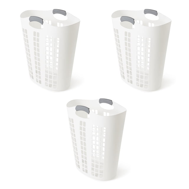 Gracious Living Easy Carry Flex Hamper, Laundry Basket w/Handles (3 Pack)