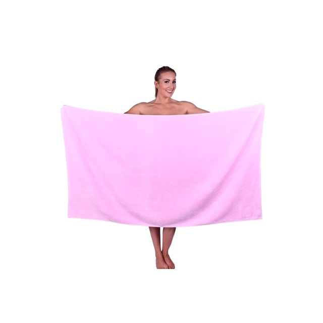 Puffy Cotton Grande Serviette de Plage en Coton Éponge Velours Serviette de Bain Douce - Rose