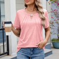 thumbnail image 2 of Timegard Womens Tops Front Keyhole Round Neck Short Sleeve T Shirts Solid Color Casual Tunic Blouses, 2 of 7