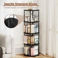 thumbnail image 3 of Flycity 4 Tier Rotating Bookshelf, 360° Display Rotating Bookcase Corner Storage Rack with Special Visible Partition Storage, Black, 3 of 8