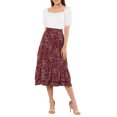 thumbnail image 2 of Unique Bargains Women's Floral Print Elastic Waist Ruffle Hem Midi Skirt, 2 of 8