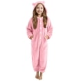 thumbnail image 1 of FAIWAD Girls Fleece Jumpsuits Kids Hooded Button Up Rompers Winter Warm Fuzzy Cute Jumpsuits, 1 of 6