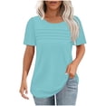 thumbnail image 1 of Yanlir T-Shirt Décontracté pour Femme à Col Rond Uni à Manches Courtes, Hauts de Mode Printemps et Été 2025, T-Shirt Basique Doux à Col Rond, Vêtement Léger pour le Travail et la Plage (Bleu Pâle,), 1 of 6