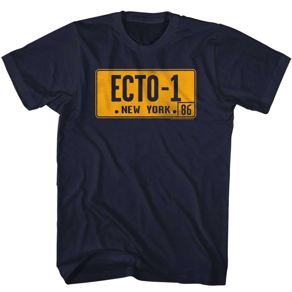 The Real Ghostbusters Animated TV Series Ecto-1 License Plate Adult T-Shirt Tee