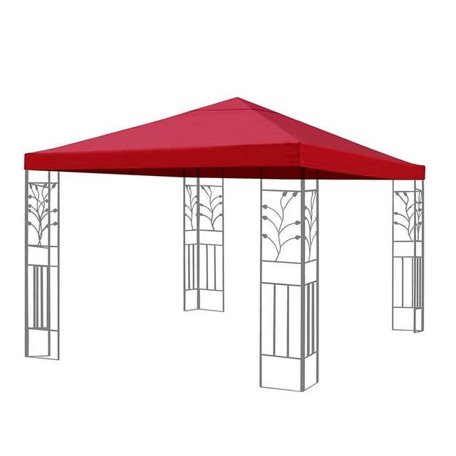Baohd Toit de Gazebo de Remplacement Housse de Parasol de Patio Extérieur Imperméable Polyester Auvent Pare-Soleil Rouge Vin