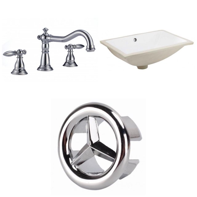 American Imaginations 20.75-in. W CSA Rectangle Bathroom Undermount Sink Set In White - Chrome Hardware AI-26995