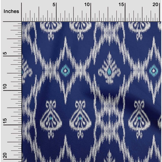 oneOone Cotton Poplin Fabric Geometric Ikat Printed Fabric 1 Yard 42 Inch Wide
