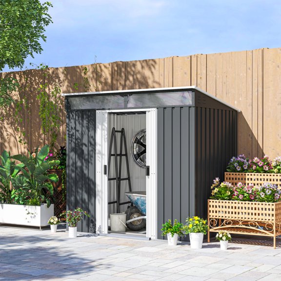 Garden Shed - Outdoor Storage Shed for Tools & Gardening Supplies Weather-Resistant Metal Easy Assembly for Backyard, Patio, Lawn
