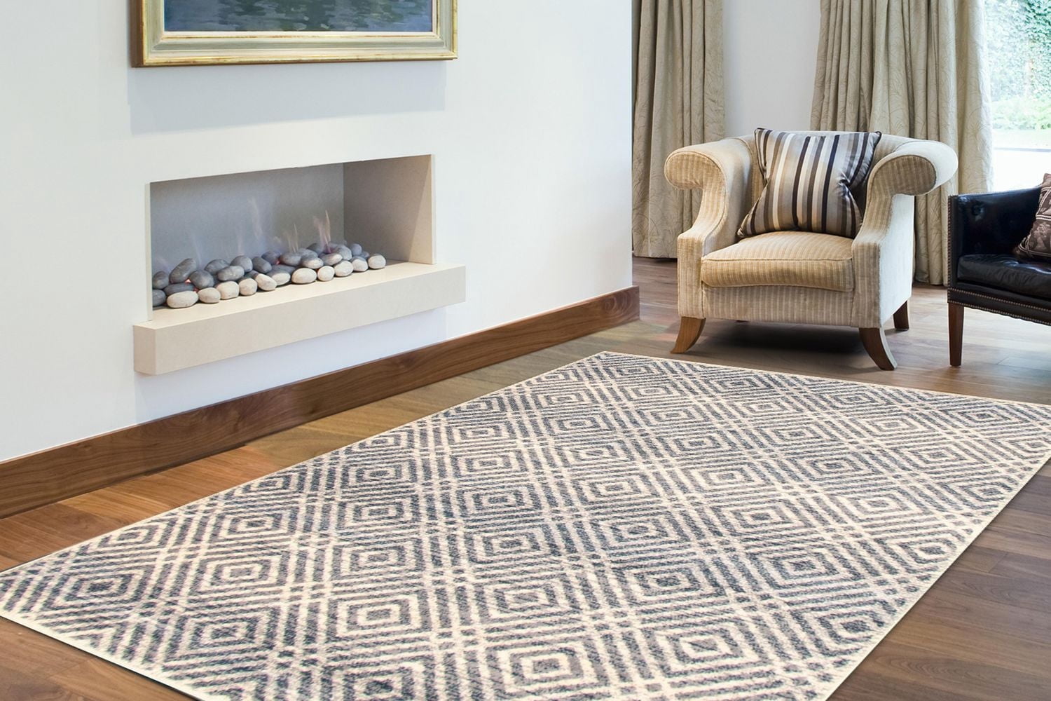 ECARPET Area Rug for Living Room, Geometric Indoor Carpet Ember Collection