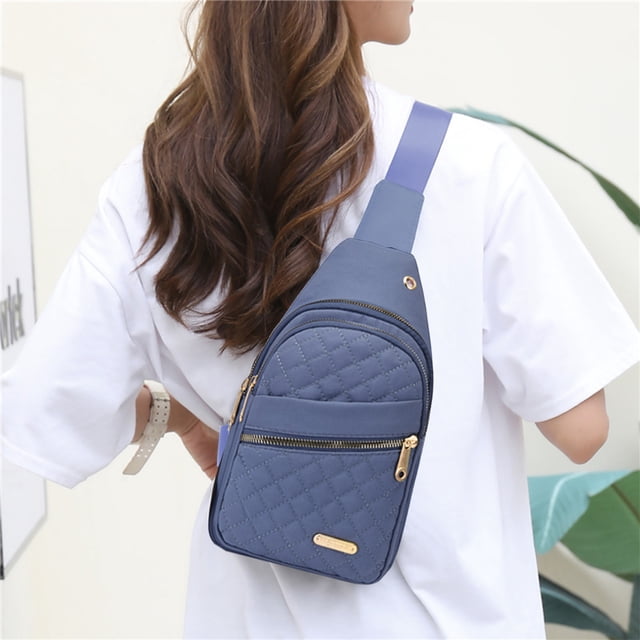 Fufafayo Embroidery Diamond Shoulder Bag Large Capacity Waterproof Backpack, Fashionable Boho Crossbody Bag With Data Hole, Watertight Polyester Purse for Women Outdoor Travel Hiking Commuting