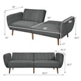 thumbnail image 3 of Giantex Canapé-Lit Futon Convertible, Causeuse Moderne en Tissu de Lin avec Dossier Séparé et Ajustable, Canapé-Lit pour Bureau à Domicile, Gris, 3 of 6