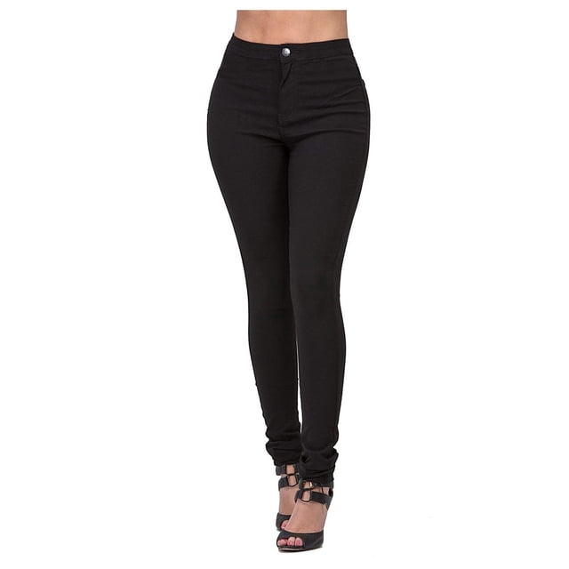 WTXUE Women's Hyper-stretch Mid-Rise Skinny Jeans Black