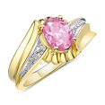 thumbnail image 3 of RYLOS Rings for Women 14K Gold Plated Silver Swirl Z Ring 7X5MM Oval Gemstone &  Diamond Rings October Pink Ice Jewelry Size 10, 3 of 7
