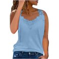 thumbnail image 1 of EGNMCR Camisoles pour Femmes Mode Débardeur d'Été pour Femme à Col en V en Dentelle Patchwork Sans Manches Blouse, 1 of 5