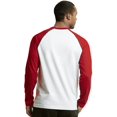 thumbnail image 2 of SLM T-Shirt Raglan de Baseball en Coton à Manches Longues pour Homme - Blanc/rouge - 3TG, 2 of 4
