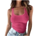 thumbnail image 2 of Jsaierl Women Spaghetti Strap U Neck Ribbed Tanks Tops Solid Color Slim Fit Vests Basic Sleeveless Yoga Shirts, 2 of 6
