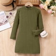 thumbnail image 4 of HXWCHs Robe d'École pour Filles Robe Moulante Ajustée pour Filles Hiver Chaude Extensible Col Roulé Manches Longues Tenue Décontractée pour Tout-Petits et Enfants avec Vert Doux 11-12 Ans, 4 of 5