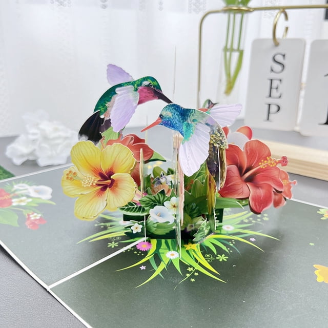 Fiudx Valentine'S Day Three-Dimensional Greeting Card, Love Blossoms Tree Paper Sculpture, Christmas Blessing Message, Thank You Card