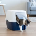 thumbnail image 2 of IRIS USA Jumbo Hooded Cat Litter Box with Scoop Navy, 2 of 5