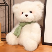 Plush Toys for Girls to Sleep,Plush Toys Animals,Large Plush Stuffed Animals,9 Inches White Bear Scarf Teddy Bear Toy Children's Little White Bear Sleeps Doll Boy and Girl Holiday Birthday Gift